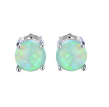 Damen 925 Silber Opal Grün rund Ohrringe Ohrstecker Ohrschmuck Geschenke