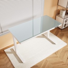Glas Schreibtisch Höhenverstellbar Elektrischer Bürotisch Schubladen Weiß 120x60
