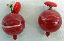 Ohrstecker rot Kugel Quarz/ Glas Rockabilly