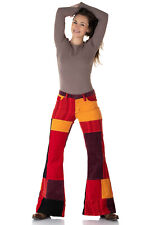 Comycom Damen Cord Schlaghose Patchwork rot gelb