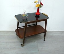 50er ILSE Servierwagen Resopal Schwarz + Nußbaum, Rockabilly Mid Century Ära