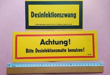 2 x Warnschild Hinweisschild DDR * Desinfektion * Plaste PVC absolut neuwertig