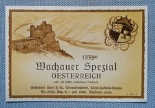 altes Weinetikett Musteretikett Etikett Wachauer Spezial Oesterreich Illert
