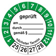 Prüfplaketten geprüft am