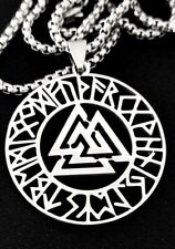 Valknut Wotansknoten Runen Kreis Anhänger Edelstahl Kette Wikinger Schmuck C4C