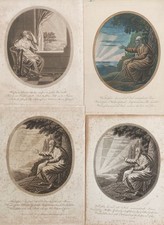 Wiedersehen Sonne Hoffung Ahnerin - 4 Aquatinta Radierungen - Lips Lavater 1820