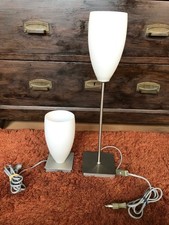 2 Tisch Lampe Lampen weißer Schirm  silber