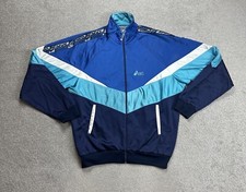ASICS Vintage Trainingsjacke Jacke Gr. 2XL Sportjacke Retro Pullover 23917 Blau
