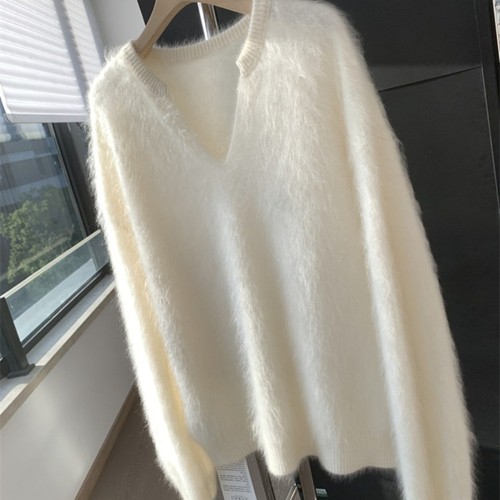 Damen faux mohair pullover - mohair,