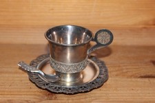 HOMMET Russisches Silber Tasse Untertasse und Löffel 117gr. um 1950