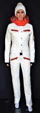 BOGNER GIGI DAMEN DAUNEN SKIANZUG SKI OVERALL WEIß ROT UVP 1999 € Gr 34L XS NEU