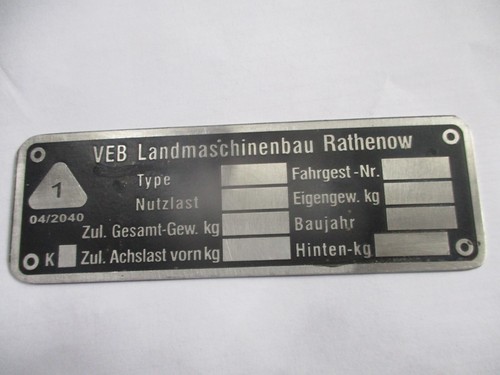 Typenschild schild veb - typenschild,
