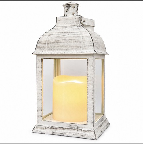 Led laterne vintage weiß mit - led,