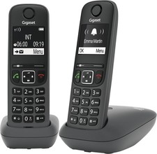 Gigaset Festnetz Telefone AE690 Duo 2er Set Schwarz Schnurlos  B Ware
