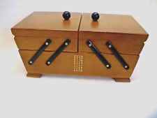 Holz Nähkasten alter Nähkorb Aufklappbar Vintage Utensilo 60er Jahre Mid Century