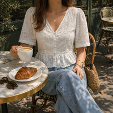 H&M Bluse Lochstickerei