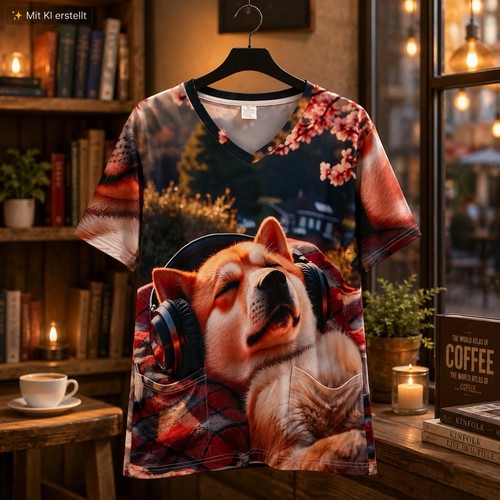 Damen shirt hund allover - damen,