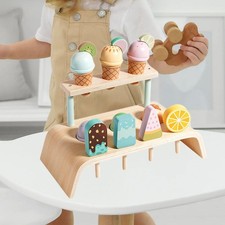 -Eiscreme-Set, Lebensmittel-Spielzeug-Set, Eistheke, Spielküchen-Zubehör für