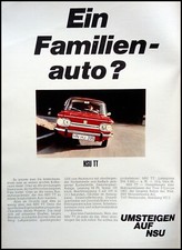 NSU Prinz 1000 TT ....... originale Werbung aus 1968     ein Familienauto