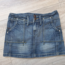 mega sexy ausgefallener Jeansrock Minirock used,GR XXS/XS,breite Gürtelschlaufen