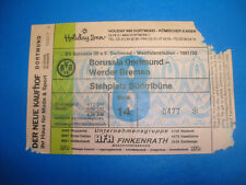 91/92 Ticket BVB Dortmund Werder Bremen Eintrittskarte Sammler Bundesliga