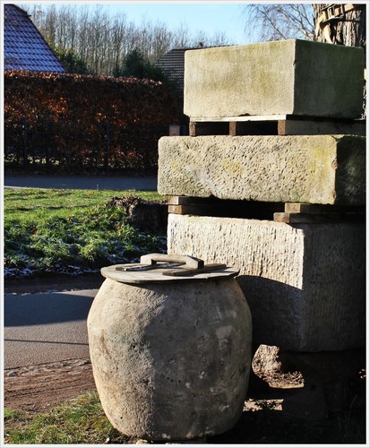 Sandstein rundes becken - sandstein,