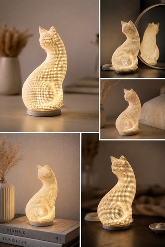 Led tischlampe katze weiß - led,