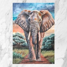 Elefant Aquarellgemälde Original, Tier Gemälde, Wandbild, Elefant Malerei, Bild