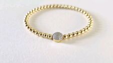 18 KARAT Gelbgold Kugel Stretch Armband mit Diamant Pave Zwischenteil 