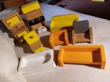 8x alte Möbel Puppenstube Holz Rollenspiel, Kinder 