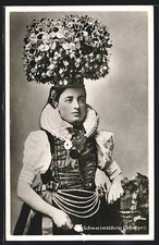 Schappel, Schwarzwälderin in Tracht, Ansichtskarte 1952 