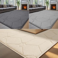 Teppich Wohnzimmer Skandinavisches Boho Teppich Hoch-Tief Effekt Pflegeleicht DE