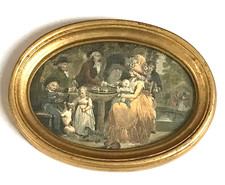 Kunst-Stahlstich-Goldrahmen-Familie-Rechtsanwalt?- Notar? Geschenk-Decor