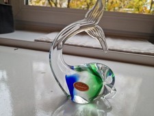 Murano Fisch Glasfigur, transparent-blau-grün