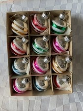 Alte Christbaumkugeln Baumbehang Christbaumschmuck Glas DDR klein mit Streifen