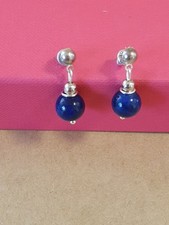Edelstein Ohrringe aus Lapislazuli D 8 mm Blau  Stecker 925 Silber