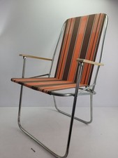 Klappstuhl Stuhl Garten Camping DDR Retro 60er gestreift Holzarm-Lehnen #2511056