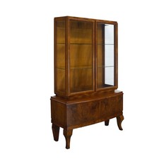 Vitrinenschrank Art Deco Bücherschrank 2-türig aus Nussbaum B: 114 cm -11754-