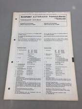 BLAUPUNKT Autoradio FRANKFURT  7632642 /644 Beschreibung + Schaltplan / Oldtimer