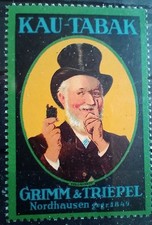Werbemarke Kautabak Grimm &