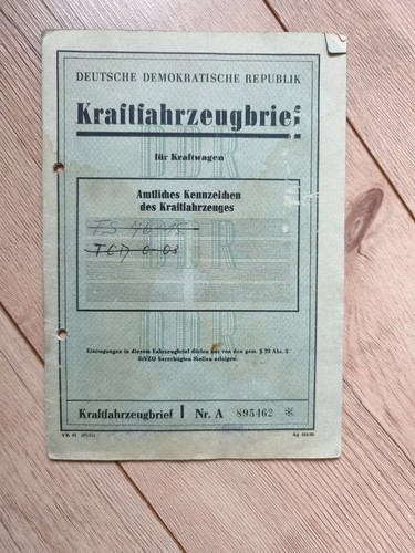 Kfz brief fahrzeugbrief - fahrzeugbrief, ddr
