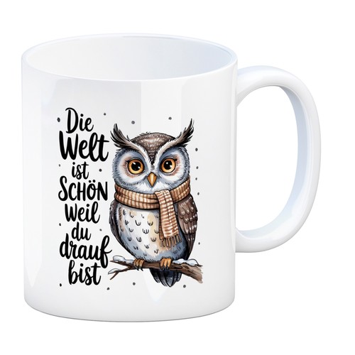 Eule mit schal kaffeebecher - mit,