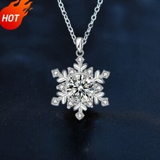1CT/2CTMoissanit925SterlingsilberSchneeflockenAnhängerHalsketteDamenzertifiziert