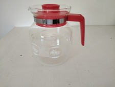 GELDO - Glaskanne mit Deckel, Vintage Kanne, Streifen/Blumenmuster, 1,5L