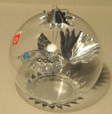 ZWEI RESLLENZ WeihnachtsKugeln SILBER   Vogel und Rad