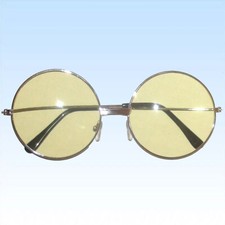 Große Hippie Brille Gelb Ø6cm 70er Jahre Flower Power Hippiebrille runde Gläser