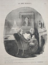 Il parait - H. Daumier Lithographie Charivari Les bons Bourgeois Karikatur 1846