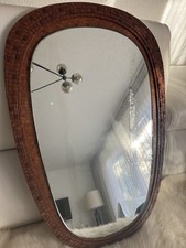 Vintage Spiegel mit Intarsienartiger Holzarbeit – Teak oder Nussbaum