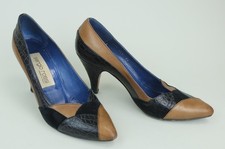 Vintage Sergio Rossi Pumps Gr. 39 Patchwork Leder 80er 90er Jahre