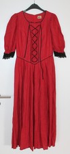 Langes Vintage Leinen Kleid mit Schnürung Mittelalter LARP rot Gr.36 38
